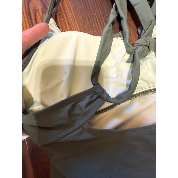 NWT Cupshe Crisscross Back Cutout Ruched Double Strap Tankini Size M - Picture 5 of 14